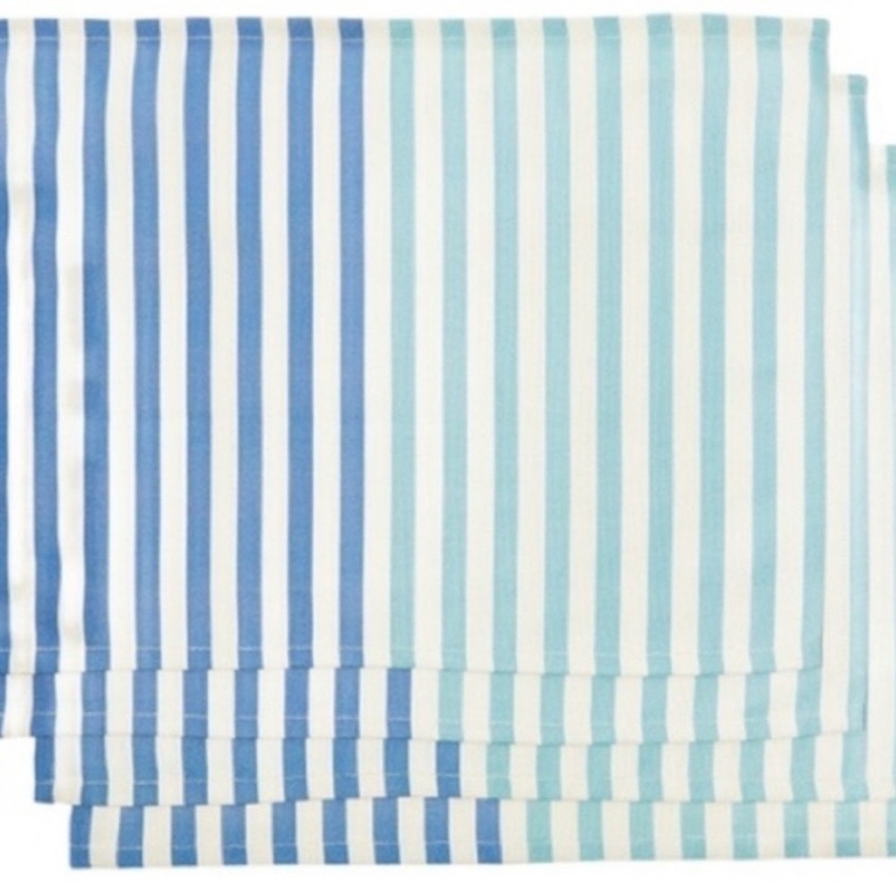 Set of 4 BRAND NEW Katie Kime Placemats Home‎ Blue aqua Striped placemats